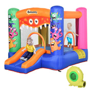 Castello Giostra Gonfiabile 290x200x155 cm con Scivolo Canestro e Pompa Multicolor