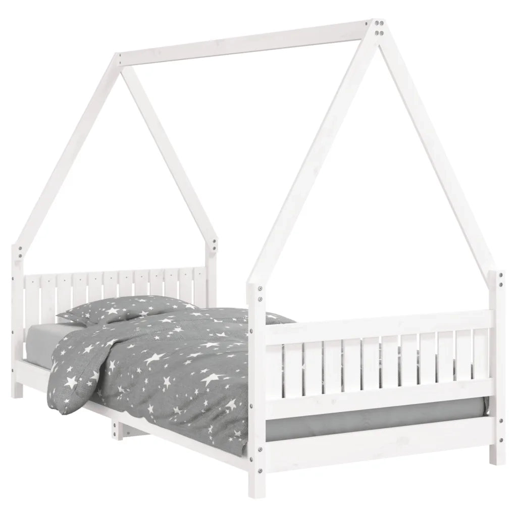 Giroletto per Bambini | Letto Infantile | Lettino Bianco 90x200cm in Legno Massello di Pino