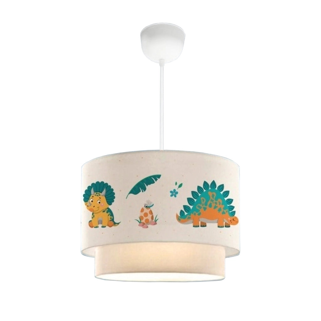 Lampada a Sospensione Lurgan per Cameretta Decorato con Dinosauro - Bianco lux.pro