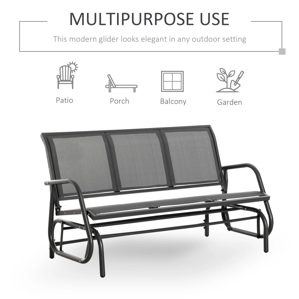 Easycomfort Panchina a Dondolo da Giardino a 3 Posti in Metallo e Tessuto a Rete Traspirante, 147x75x85cm, Grigio