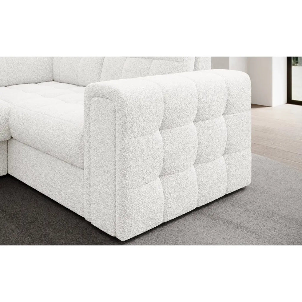 Divano angolare convertibile MONTEZA bianco sinistro 299 cm con contenitore e letto