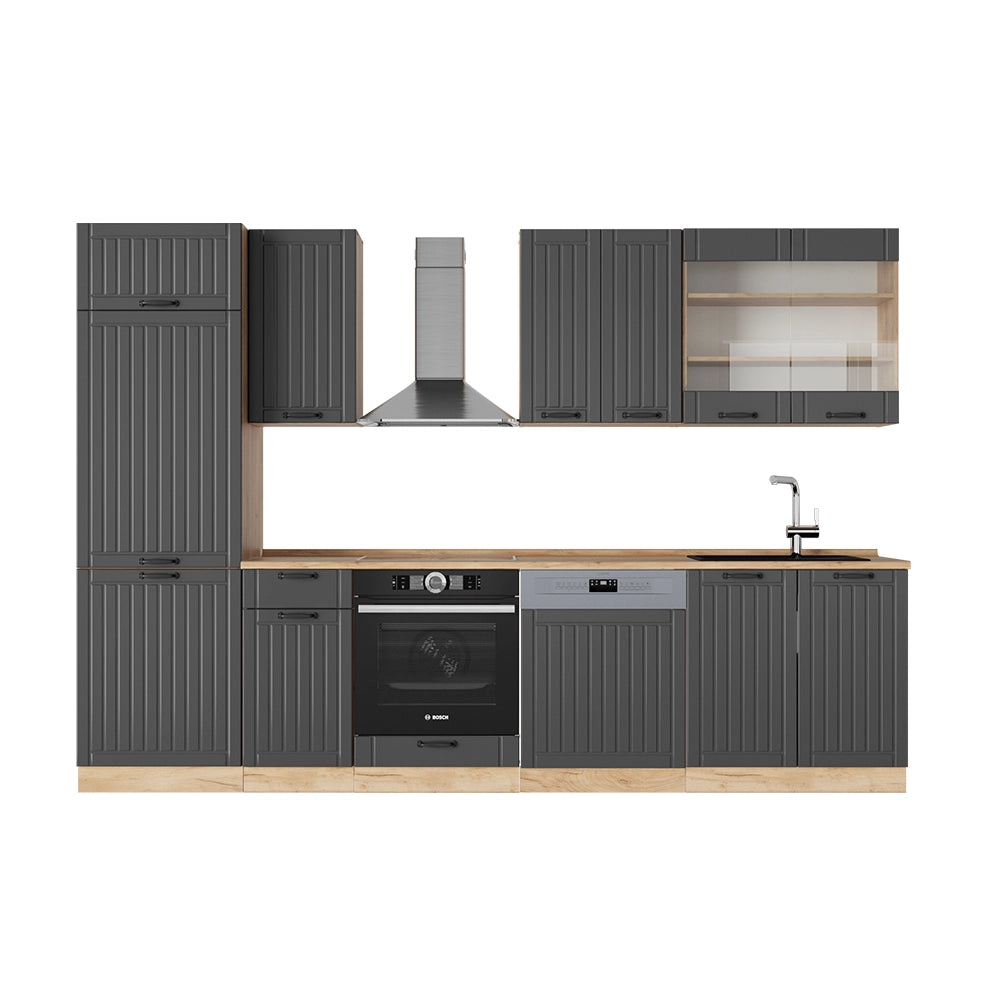 Cucina componibile Fame-Line Grigio scuro/Rovere dorato 300 cm, PL Rovere Vicco