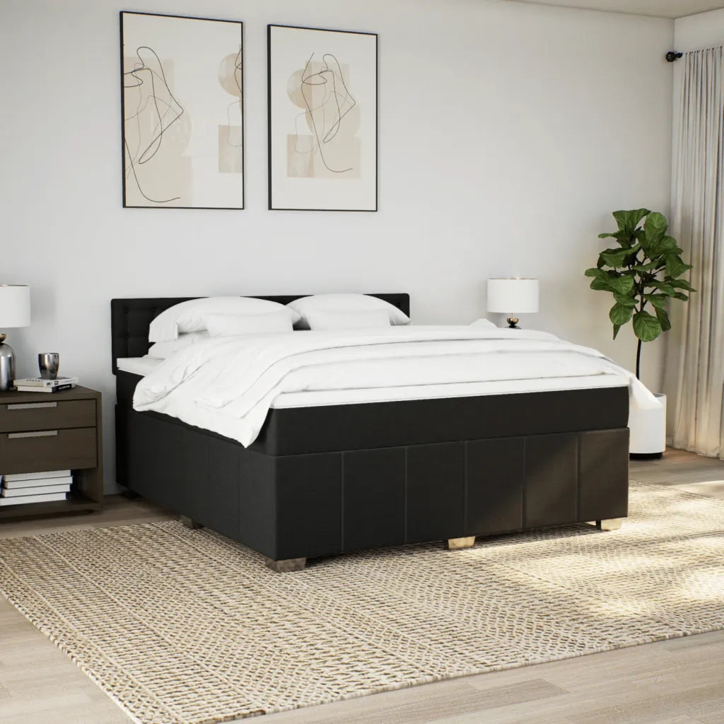 Giroletto a Molle con Materasso Nero 180x200 cm in Tessuto 3289463