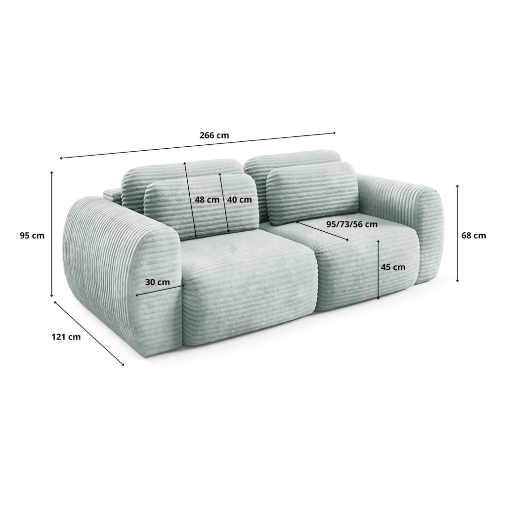 Golgi, Divano Letto 2 Posti Contenitore, 266x121 cm Verde Chiaro