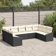 Set di divani con cuscino 9 pcs Nero polyrattan 3346877