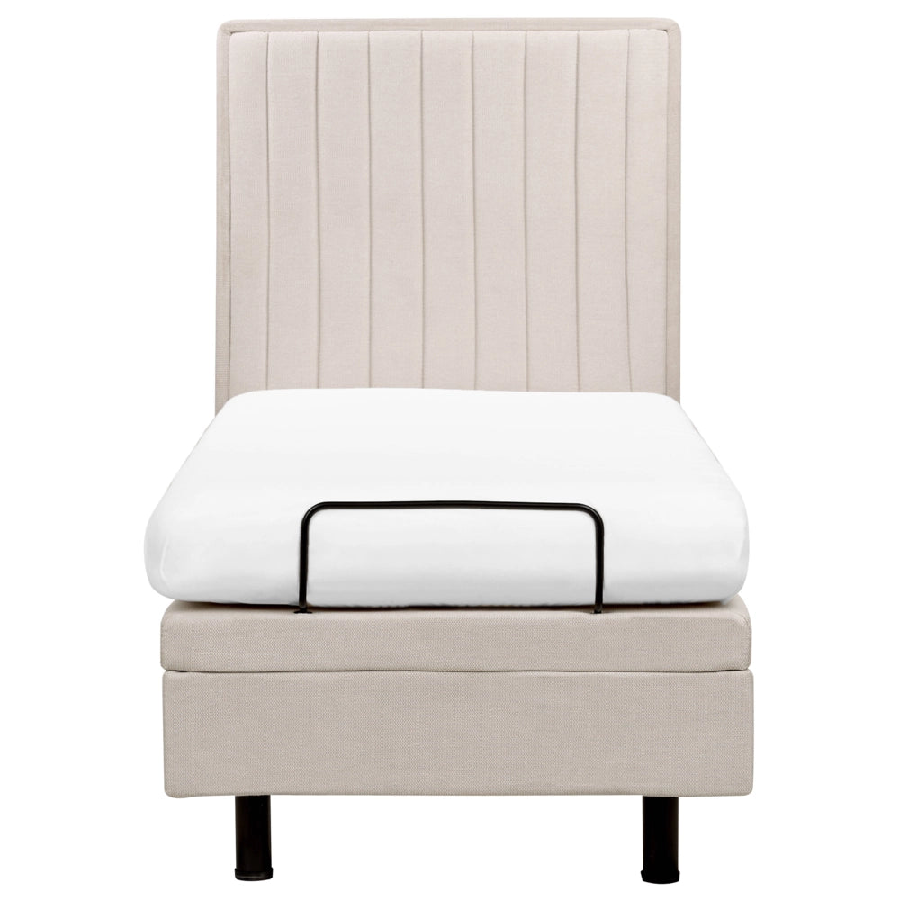 Letto Tessuto Beige chiaro Elettrico Regolabile con Telecomando 80 x 200 cm