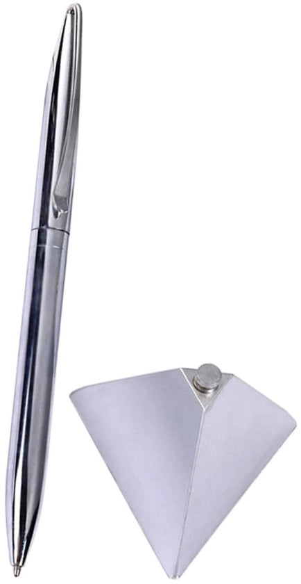 Penna Luxe con Base Magnetica - Progettata per l'Ergonomia - Penna per Ufficio - Penna a Sfere - Argento - 1 Pezzo - Pennarecchiante