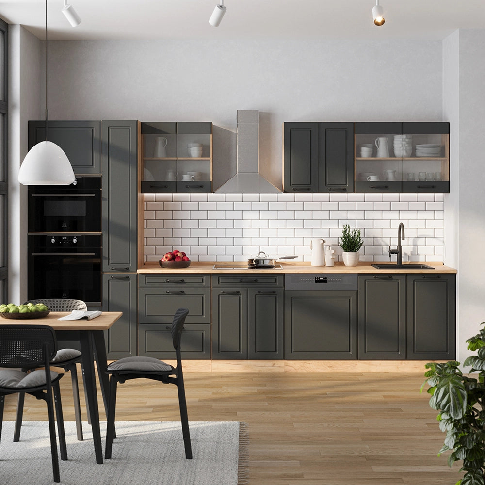 Vicco Cucina completa Antracite casa di campagna/rovere dorato 350 cm , PL Marmo