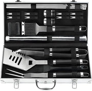 Set di Grillatura per Uomo e Donna - Attrezzatura BBQ in Acciaio Inossidabile con Tappeti BBQ - Set di Barbecue all'Aperto con Scatola di Ripostiglio per Camping - Regalo Ideale per Papà