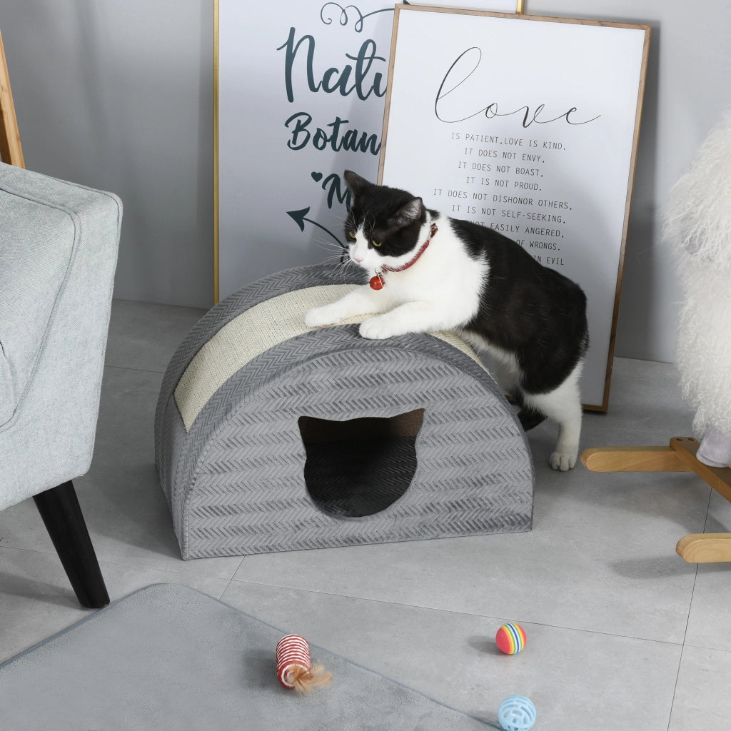 Cuccia per Gatti con Tiragraffi in Sisal ¨C Zephmum ¨C Grigio 48.5x30x30 cm