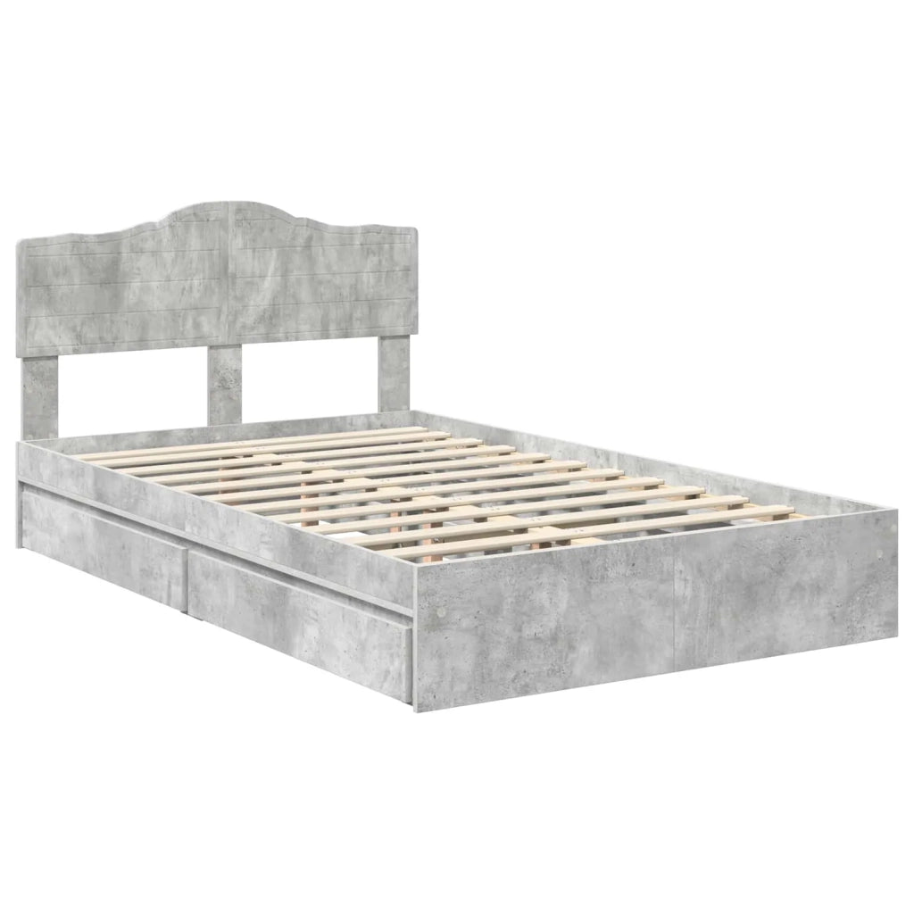 Letto con Contenitore con testiera Grigio cemento 135 x 190 cm