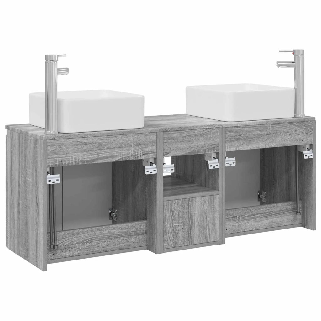 Set di Armadi da Bagno 3 pz Sonoma grigio 135 x 35 x 80 cm