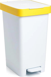 Vasca di rifiuti cucina Smart, 25L di capacità, pedale retrattile, polipropilene, BPA-free, 30L sacco di rifiuti. Giallo. Dimensioni 26 x 36 x 47 cm