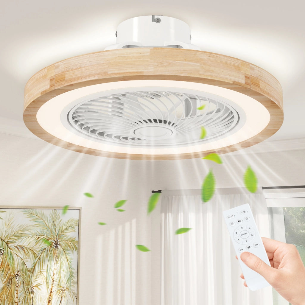 Ventilatore da Soffitto con Luce e Telecomando ¨C Zephmum ¨C Marrone Chiaro