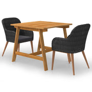 Set Mobili da Pranzo per Giardino 3 pz Nero cod mxl 40329