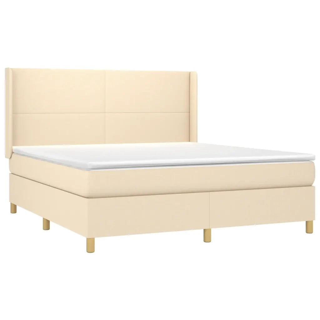 Letto a Molle con Materasso e LED Crema 180x200 cm in Tessuto 3138738