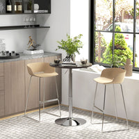 Tavolo Alto da Bar con Altezza Regolabile Piano Girevole e Base Ø60x69-91 cm in Acciaio Marrone