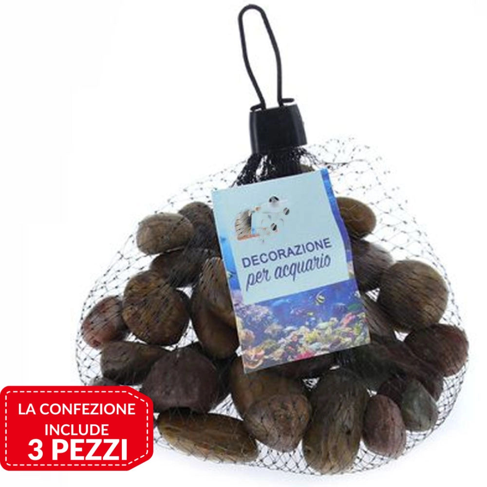 Trade Shop - 3pz Pietre Decorative Acquario Glitter Rossi Decorazione Sassi Piante Vasi 300gr -