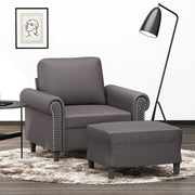 Poltrona con Poggiapiedi Grigio 60 cm in Similpelle