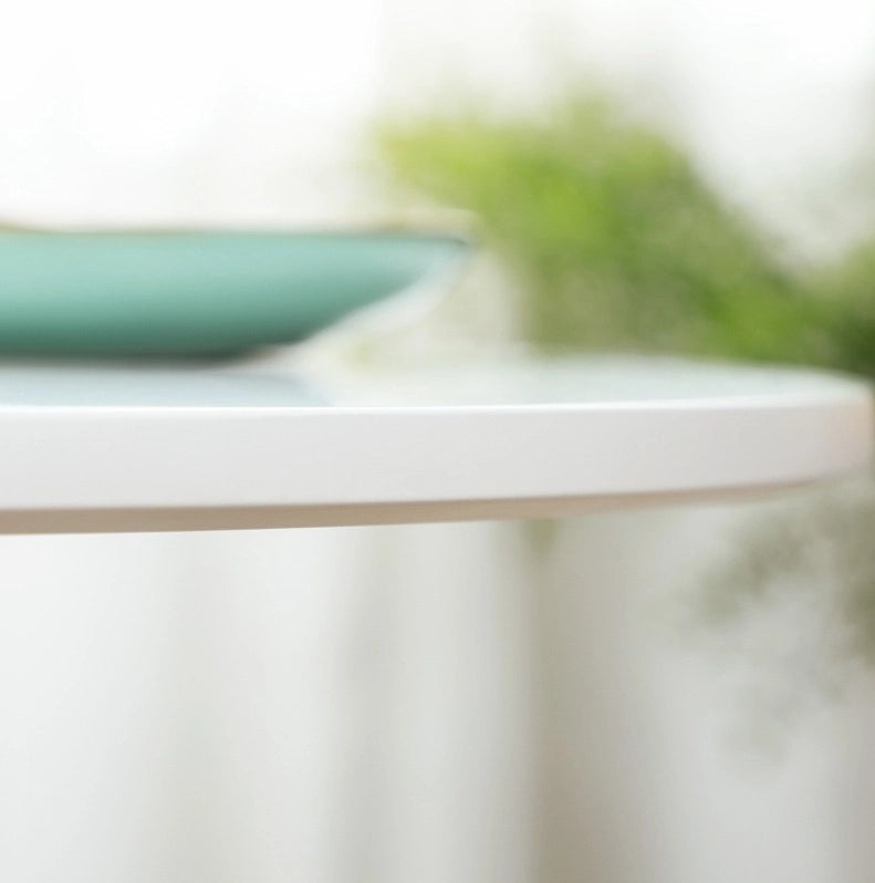 Tavolo rotondo bianco Ø80 cm in MDF con base in acciaio