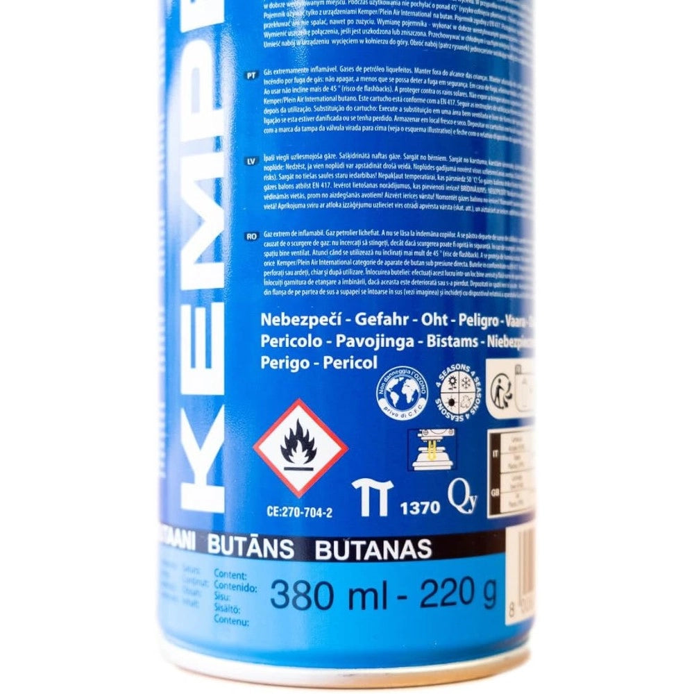 Kemper bomboletta gas 227gr / 380ml con valvola di sicurezza per lume riscaldatori cucine fornelli
