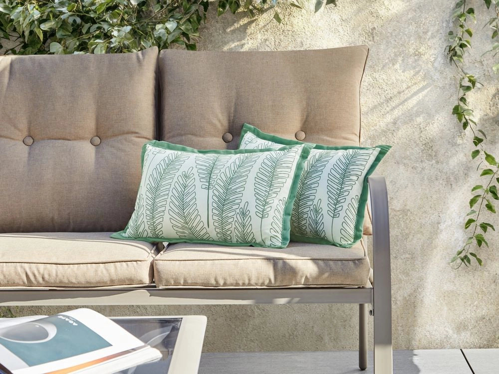 Set di 2 cuscini da esterno con motivo a foglie verde 30 x 50 cm Accessori da giardino