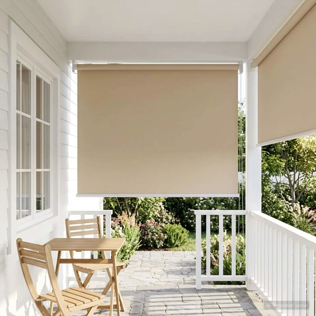 Voletta a rullo | Tenda a rullo con protezione UV Beige 100 x 140 cm Poliestere