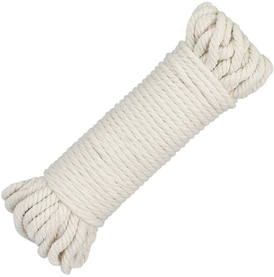 Corda Macramé 6 mm - Filato Naturale di Cotone - Corda Spessa per Artigianato - Supporto per Parete/Supporto per Piante - Sostenibile/Sicuro - 20 m