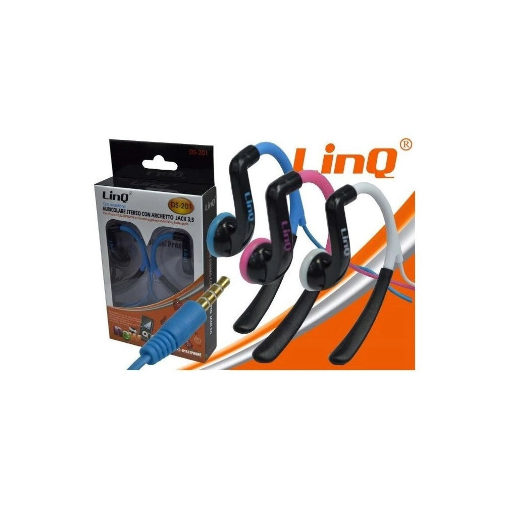 Trade Shop - Linq Ds-201 Cuffie Auricolari Stereo Con Archetto Colore Azzurro Con Microfono -