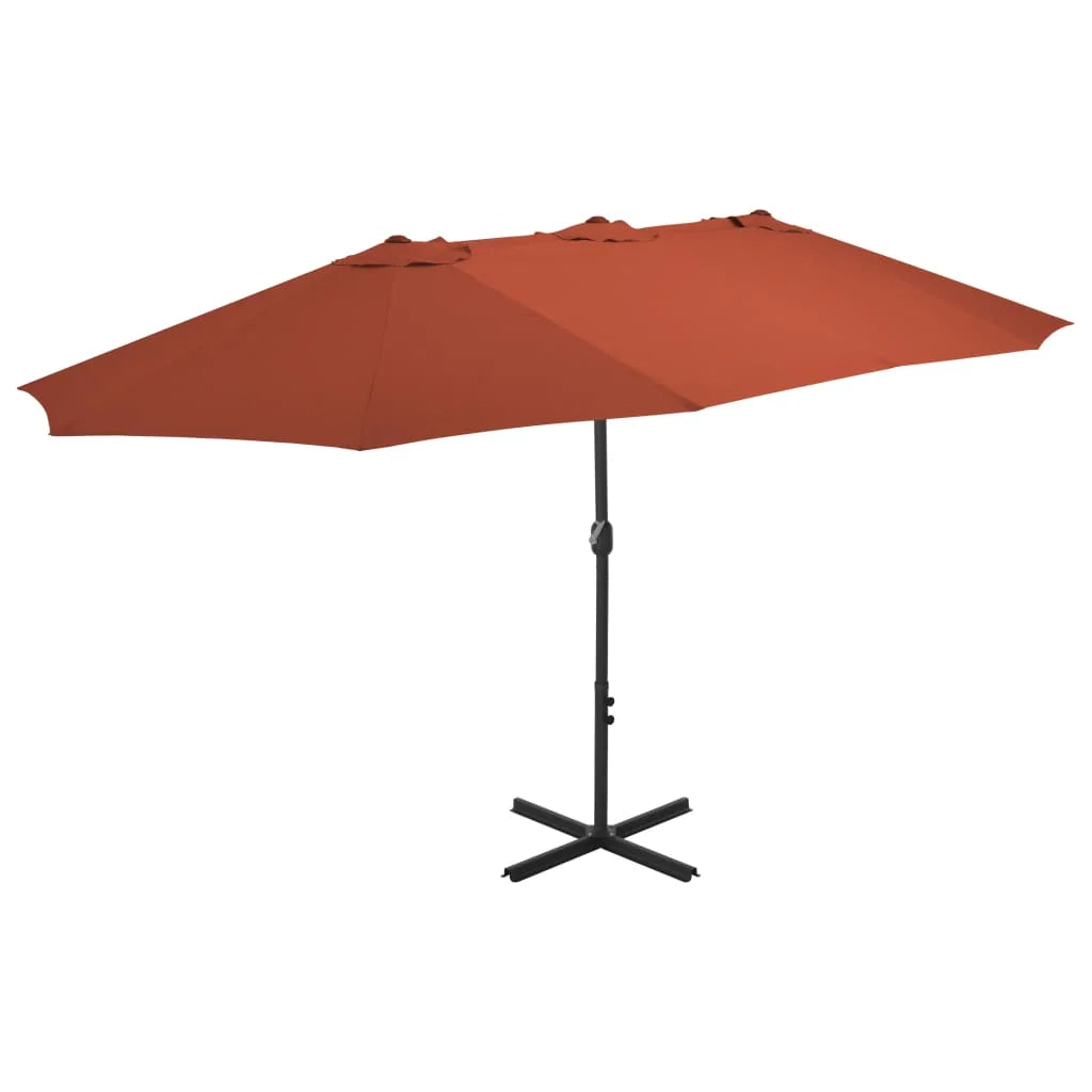 Ombrellone con palo in alluminio 460 x 270 cm arancione 02_0008137