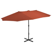 Ombrellone con palo in alluminio 460 x 270 cm arancione 02_0008137
