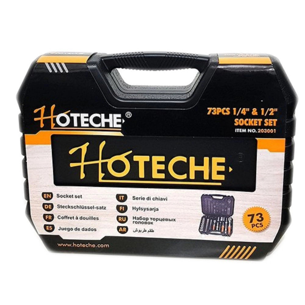 Trade Shop - Valigia Set Chiavi A Bussola 73 Pezzi 1/2" 1/4" Chiavi A Cricchetto Reversibili -