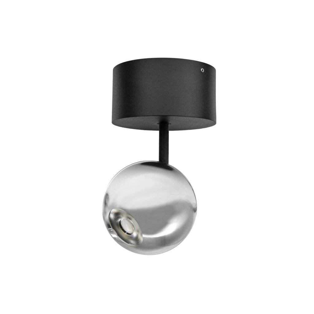 Faretto LED da Soffitto Bora Surface 8,5W 36º 2700K Argento, Faro Sferico Orientabile Alta Resa Cromatica - Beneito & Faure