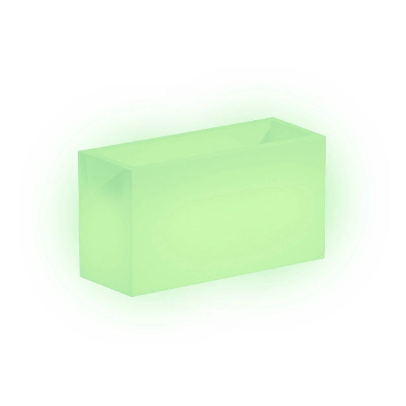 Vaso Fioriera luminosa moderna di design 80x35 H50 in polimero resistente con LED verde per interno ed esterno - Made in Italy - Monacis