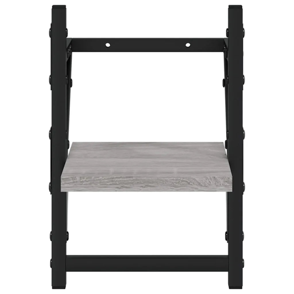 2 pz Mensole a Parete | Scaffale Parete | Ripiano a parete con Aste Grigio Sonoma 20x25x30 cm