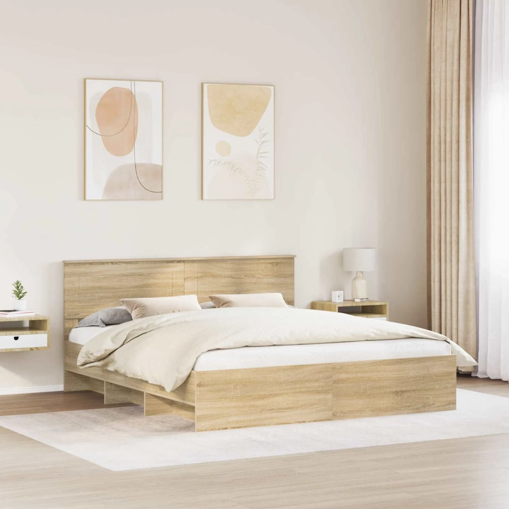 Struttura del letto con testiera Rovere Sonoma 200 x 200 cm 3408818