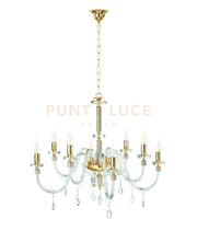 LAMPADARIO DIDO 8 LUCI CRISTALLO E ORO ATTACCO E14 D.83CM