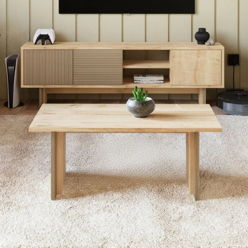 Tavolino in legno "Ravello" - 90 x 50 x 40 cm - Beige