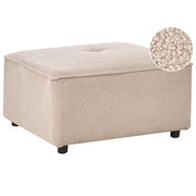Pouf rettangolare in tessuto bouclè beige stile moderno