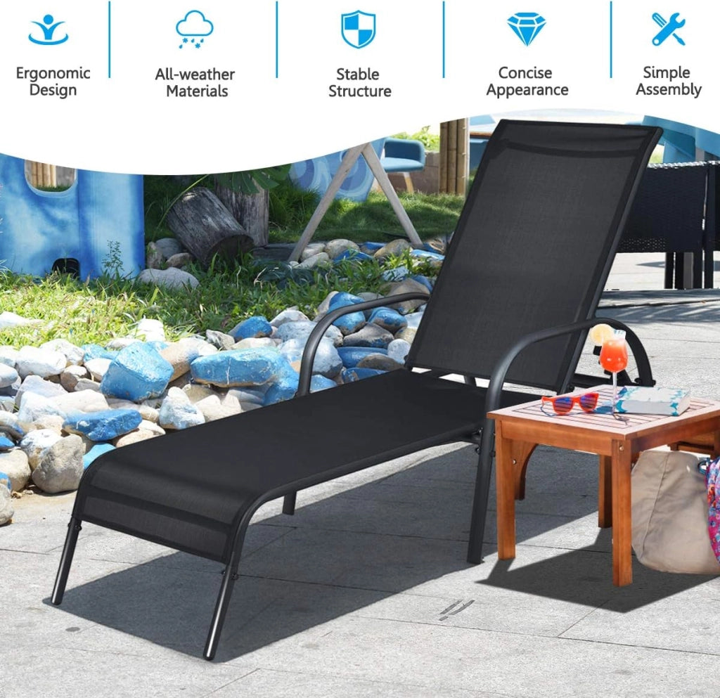- Chaise da giardino, 2 pezzi, regolabili per giardino, sdraio, sdraio, sdraio, sdraio reclinabile