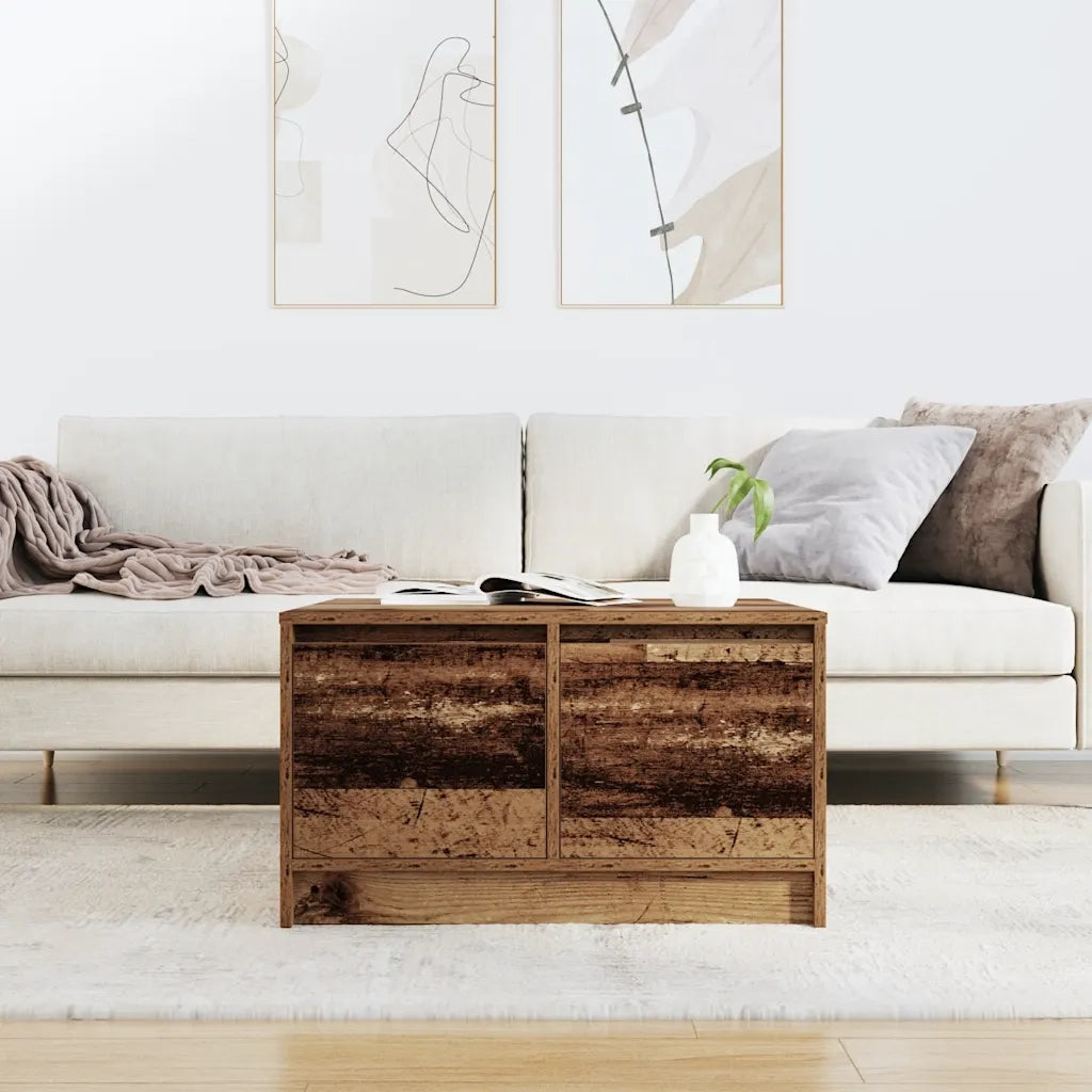 vidaXL Tavolino da Salotto con Cassetti Legno Antico 70,5x70x40 cm