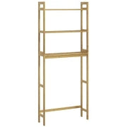 kleankin Mobile Sopra WC Salvaspazio a 3 Ripiani Aperti a Doghe, in Bambù, 68x20x165 cm, color Bambù