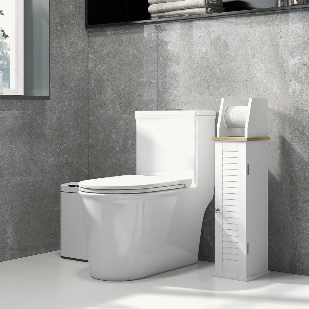 Mobiletto Sottolavabo con Portarotoli ¨C Zephmum ¨C Bianco 18x20x80 cm