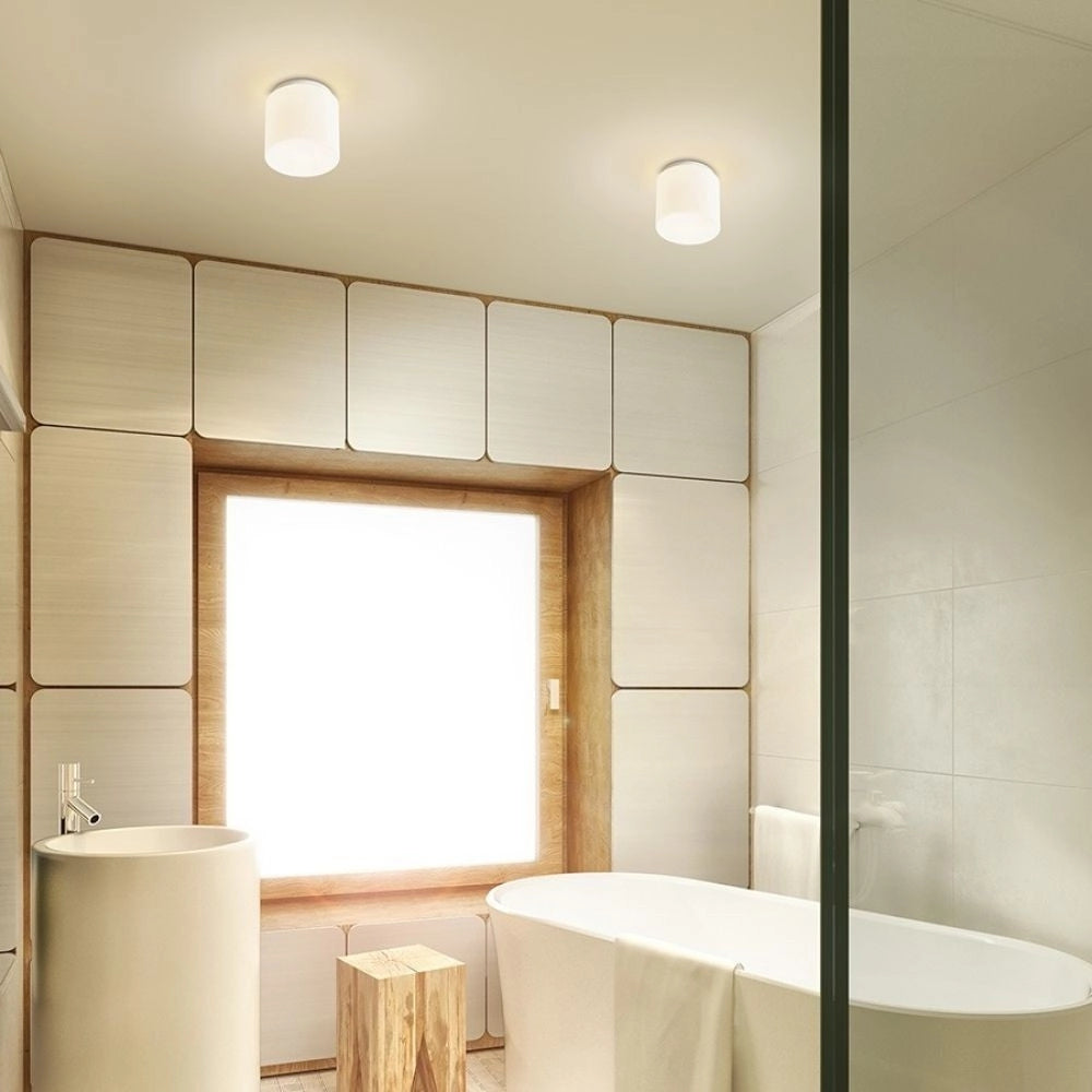 Plafoniera ARANA R 17 da soffitto vetro opalino/cromo 230V E27 15W IP44