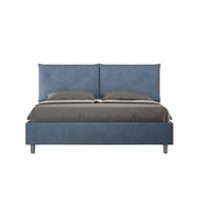 Letto matrimoniale senza rete imbottito 160x200 microfibra blu Appia