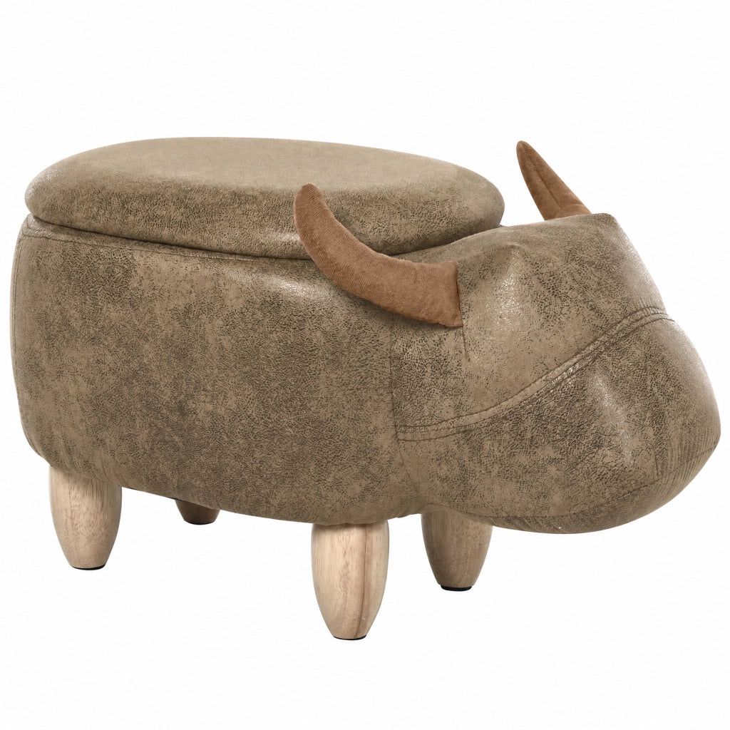 Pouf Contenitore Moderno ¨C zephmum ¨C Marrone, Legno, Imbottito, 62x35x36 cm