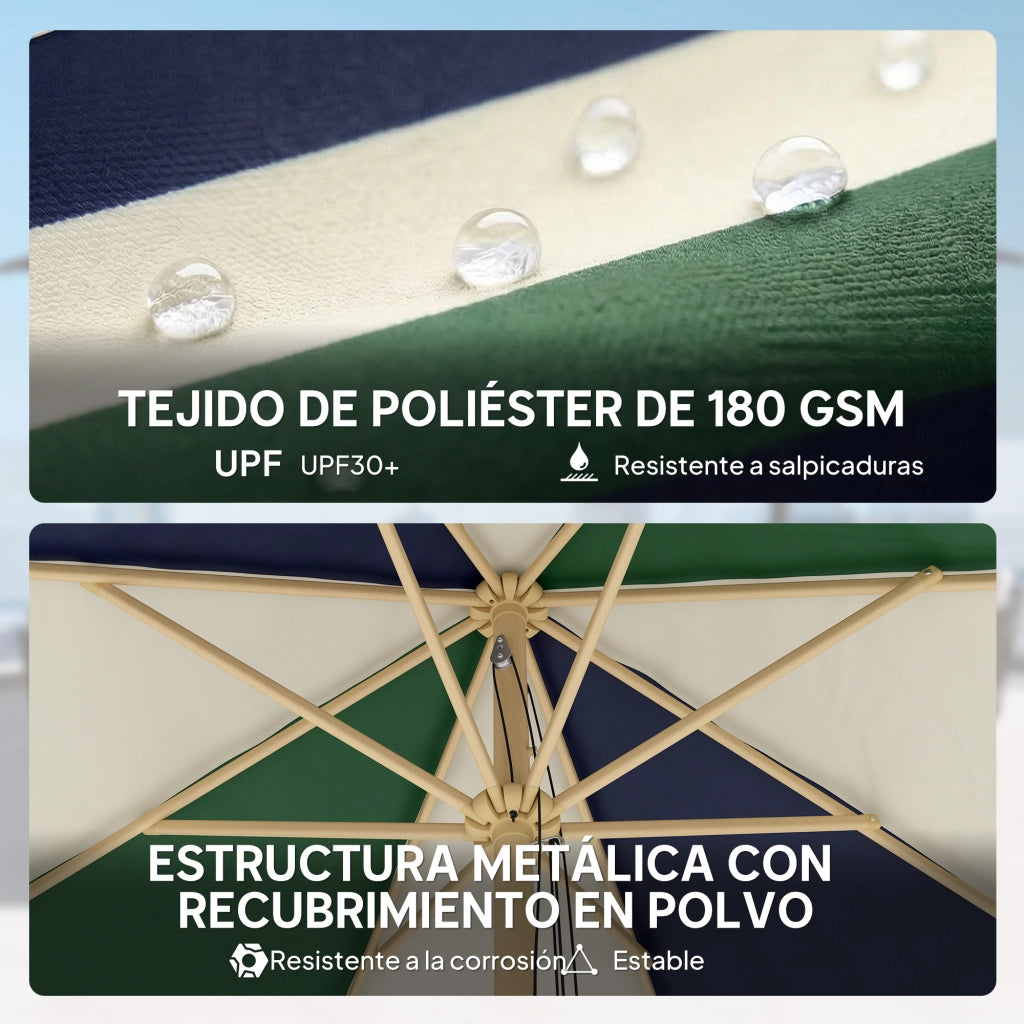 Ombrellone da giardino ? 2.3 m con effetto legno ¨C zephmum ¨C Verde scuro