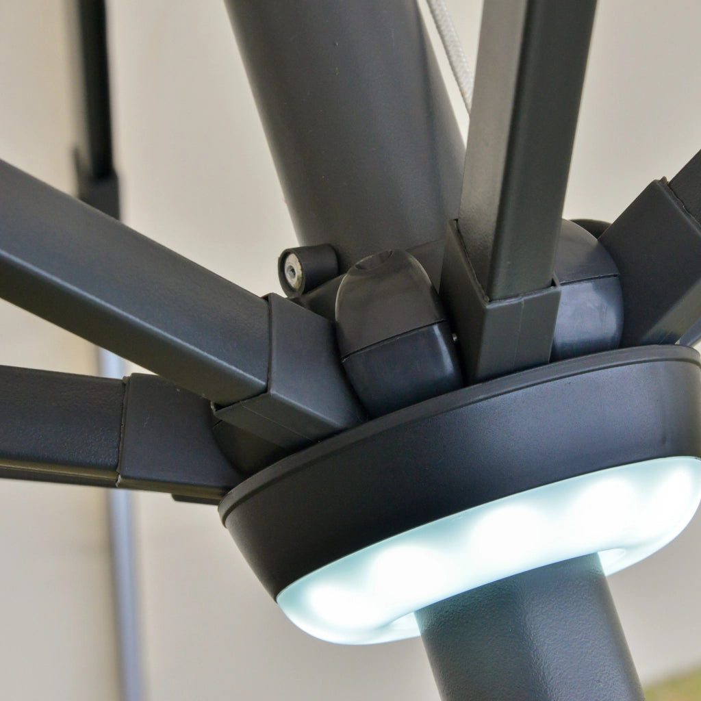 Ombrellone da Giardino con Luci LED e Pannello Solare ¨C zephmum ¨C Crema Bianco, 270x245 cm
