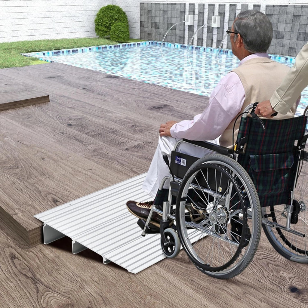 Rampa per Soglia Porta, Rampa d'Accesso in Alluminio con Altezza Regolabile, Superficie Antiscivolo, Portata 317 KG (8,5 cm)