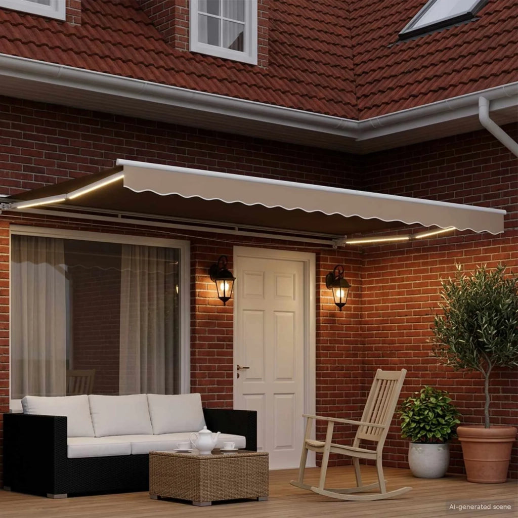Cornice per Tenda Manuale con LED Beige e Bianco 4,5 × 3 m 3420661